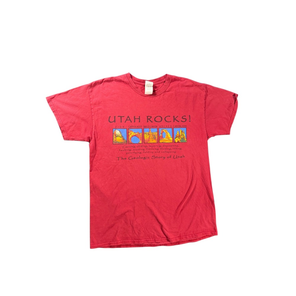 Gildan Utah Rocks Geologic Story National Parks T-Shirt Red Mens Large